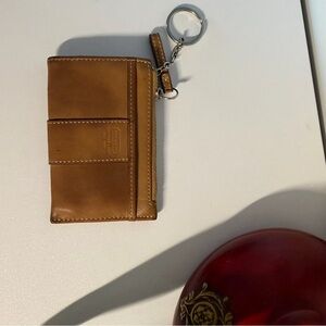 Coach Leather Card Holder Wallet Keychain Brown Coin Purse